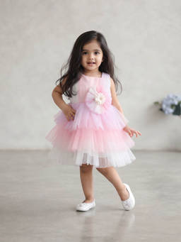 Blabber - Girls Pink Ombre Dress with Booties