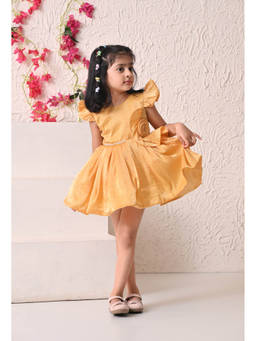 Blabber - Girls Beige Solid Dress