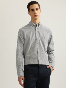 GANT - Men Black Striped Button-down Collar Full Sleeves Shirt
