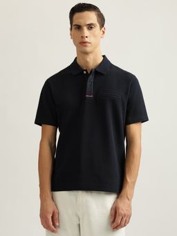 GANT - Men Blue Solid Polo Collar Short Sleeves T-Shirt