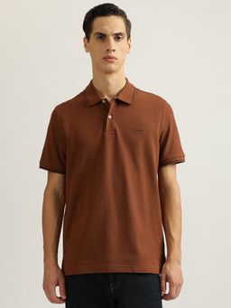 GANT - Men Brown Solid Polo Collar Short Sleeves T-Shirt