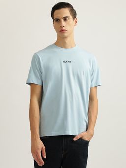 GANT - Mens Blue Solid Round Neck Short Sleeves T-Shirt
