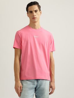 GANT - Mens Pink Solid Round Neck Short Sleeves T-Shirt