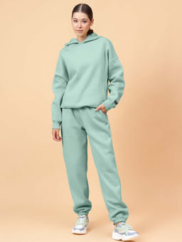 Fitkin - Women's Solid Turquoise Blue Cozy core Fleece Hoodie