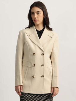 ELLE - Women Beige Solid Coat
