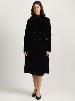 ELLE - Women Black Solid Overcoat