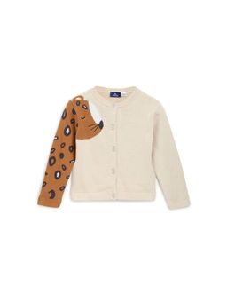 Chicco - Girls Light Beige Printed Cardigan