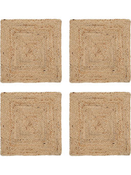 THE HOME TALK - Jute Braided Reversible Non-Slip Square Farmhouse Table Mats Vintage Jute Placemats