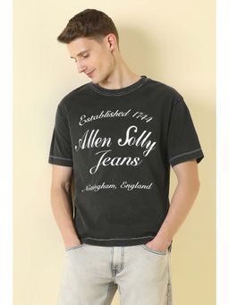 Allen Solly - Black Typography Crew Neck T-Shirt