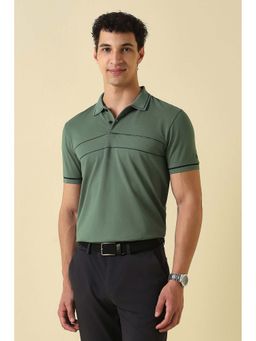 Allen Solly - Green Textured Collar Neck Polo T-Shirt