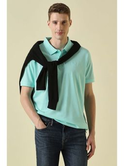 Allen Solly - Blue Solid Plain Collar Neck Polo T-Shirt