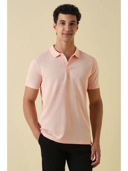 Allen Solly - Peach Textured Collar Neck Polo T-Shirt