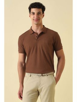 Allen Solly - Brown Textured Collar Neck Polo T-Shirt