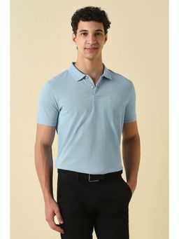 Allen Solly - Blue Textured Collar Neck Polo T-Shirt