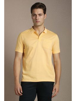 Louis Philippe - Yellow Textured Collar Neck Polo T-Shirt