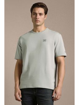 Louis Philippe - Grey Solid Plain Crew Neck T-Shirt