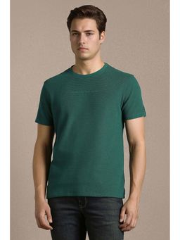 Louis Philippe - Green Textured Crew Neck T-Shirt