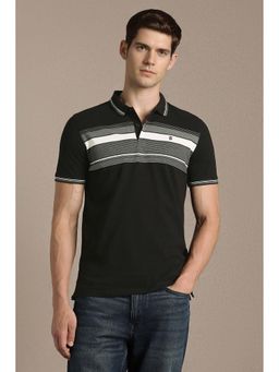 Louis Philippe - Black Stripes Collar Neck Polo T-Shirt