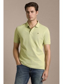 Louis Philippe - Olive Textured Collar Neck Polo T-Shirt