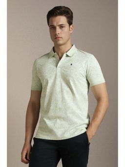 Louis Philippe - Green Printed Collar Neck Polo T-Shirt