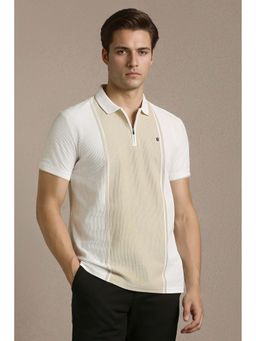 Louis Philippe - Pink Colorblock Collar Neck Polo T-Shirt