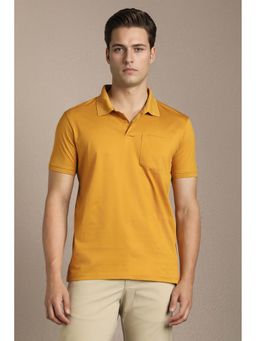 Louis Philippe - Yellow Solid Plain Collar Neck Polo T-Shirt