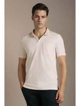 Louis Philippe - Pink Printed Collar Neck Polo T-Shirt
