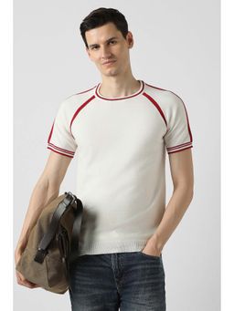 Peter England - White Solid Plain Crew Neck T-Shirt