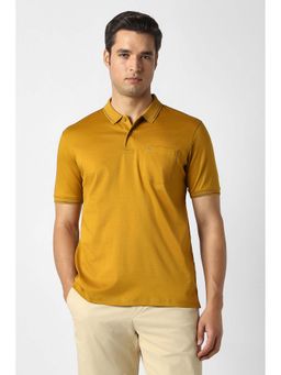 Peter England - Yellow Solid Plain Collar Neck Polo T-Shirt