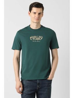 Peter England - Green Typography Crew Neck T-Shirt