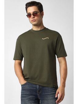 Peter England - Olive Printed Crew Neck T-Shirt
