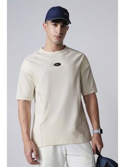 Reebok - Beige Solid Plain Round Neck T-Shirt