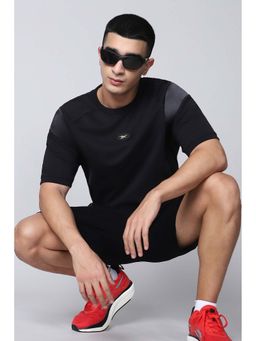 Reebok - Black Solid Plain Round Neck T-Shirt