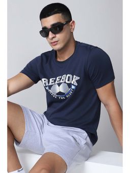 Reebok - Navy Blue Typography Round Neck T-Shirt