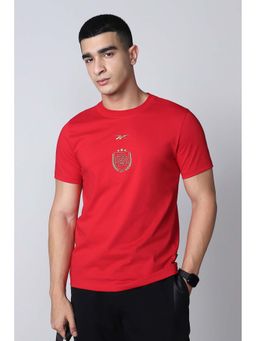 Reebok - Red Solid Plain Round Neck T-Shirt