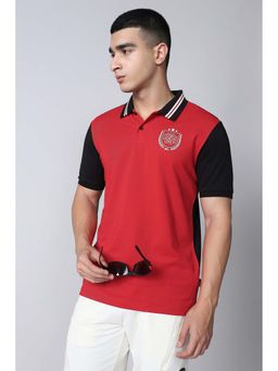 Reebok - Red Colorblock Collar Neck Polo T-Shirt