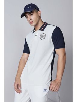 Reebok - White Colorblock Collar Neck Polo T-Shirt