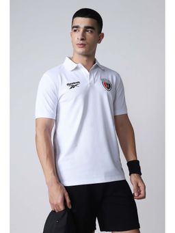 Reebok - White Solid Plain Collar Neck Polo T-Shirt