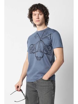Van Heusen - Blue Graphic Crew Neck T-Shirt
