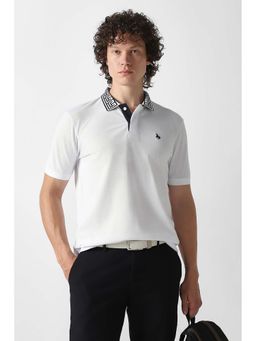 Van Heusen - White Textured Collar Neck Polo T-Shirt