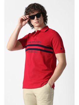 Van Heusen - Red Stripes Collar Neck Polo T-Shirt