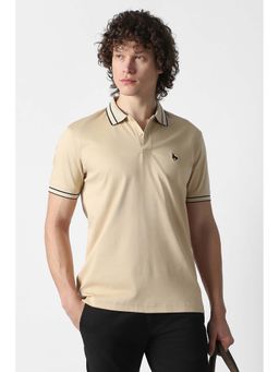 Van Heusen - Beige Solid Plain Collar Neck Polo T-Shirt