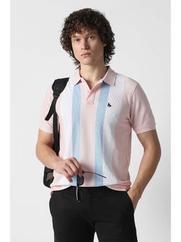 Van Heusen - Pink Stripes Collar Neck Polo T-Shirt