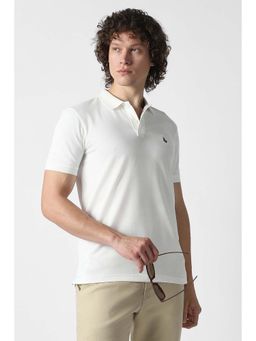 Van Heusen - White Textured Collar Neck Polo T-Shirt