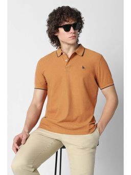 Van Heusen - Rust Textured Collar Neck Polo T-Shirt