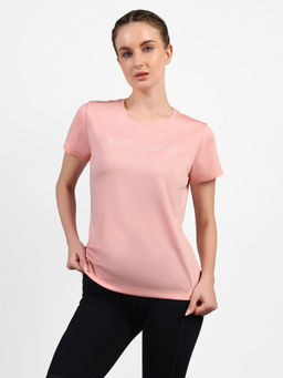 SKECHERS - Women Peach Polyester Round Neck T-Shirt