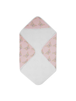 Haus & Kinder - Butterfly Garden Cotton Muslin Terry Hooded Baby Towel, Pink