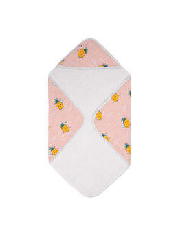 Haus & Kinder - Tropical Twist Cotton Muslin Terry Hooded Baby Towel, Pink