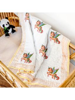 Kicks and Crawl - Flying Unicorn Quilted Thick Blanket