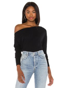 Enza Costa - Cashmere Cuffed Off Shoulder Long Sleeve Top
